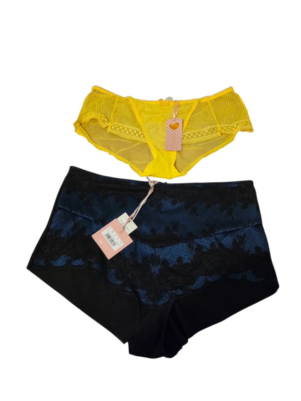 Bravissimo Yellow Lace Trim & Black Lace-Accent Brief Set -Women Intimates